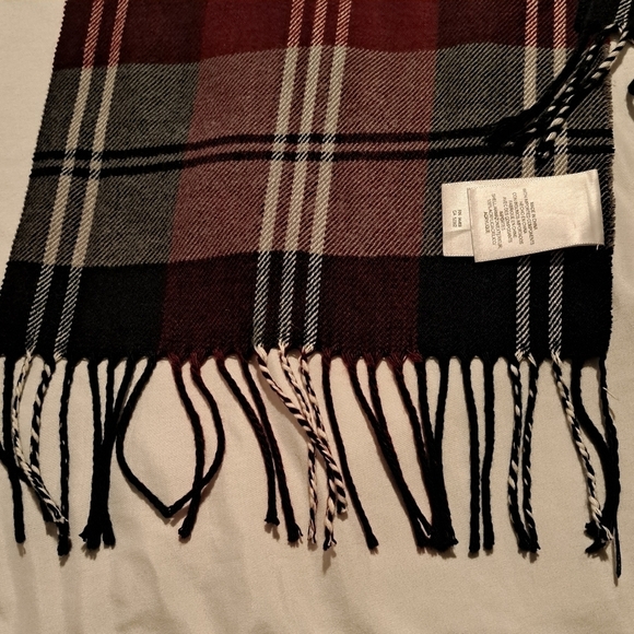 Earth tones plaid fringed scarf unisex - Picture 2 of 3